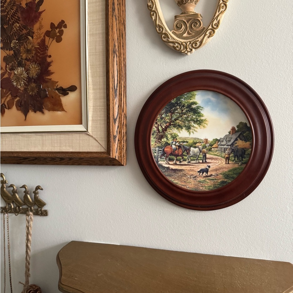 Framed Vintage English Countryside Plate – Royal Doulton 1991